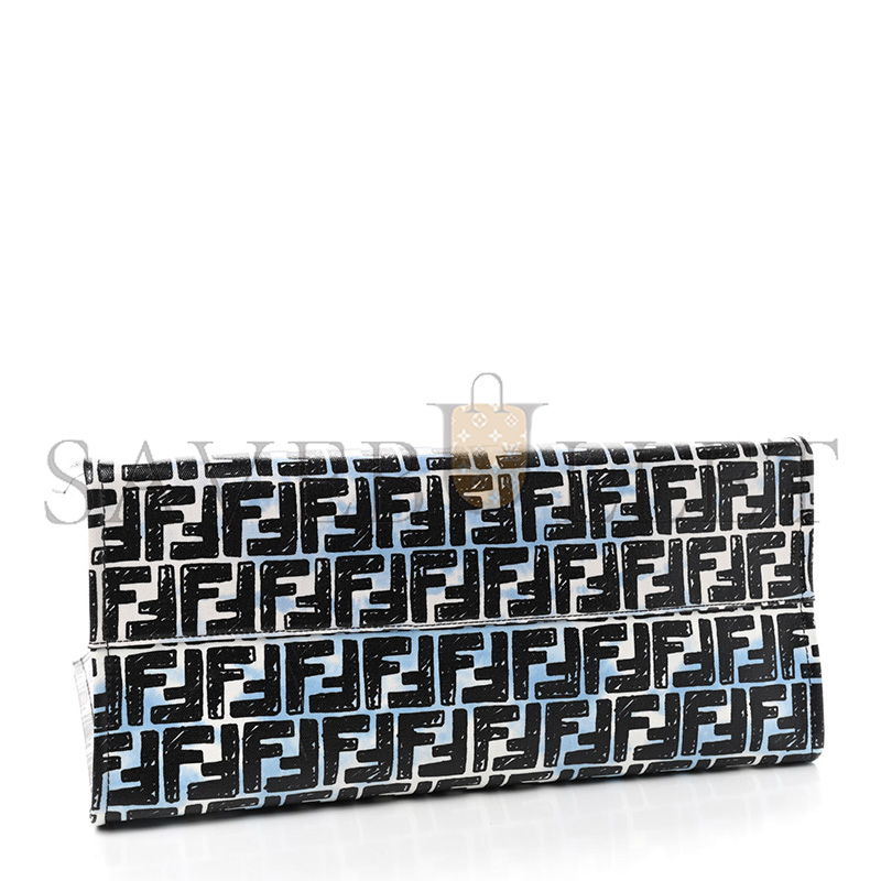 F**di x joshua vides coated canvas ff cloudy shopping tote white celeste black (39*35*19cm)